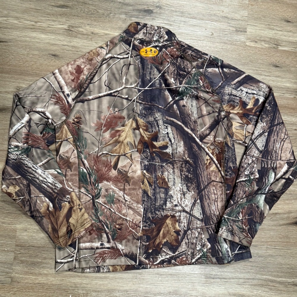 Under Armour Mens RealTree AP Camo 1/4 Zip Fleece Pullover Hunting Jacket MD - Picture 2 of 7
